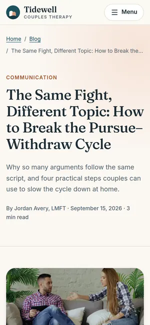 A blog article on a phone: “The Same Fight, Different Topic”